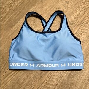 Light blue cross back sports bra by Under Armour size L